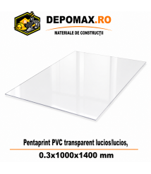 Placa PVC rigid Pentaprint Transparent Lucios/Lucios 0.3x1000x1400 mm